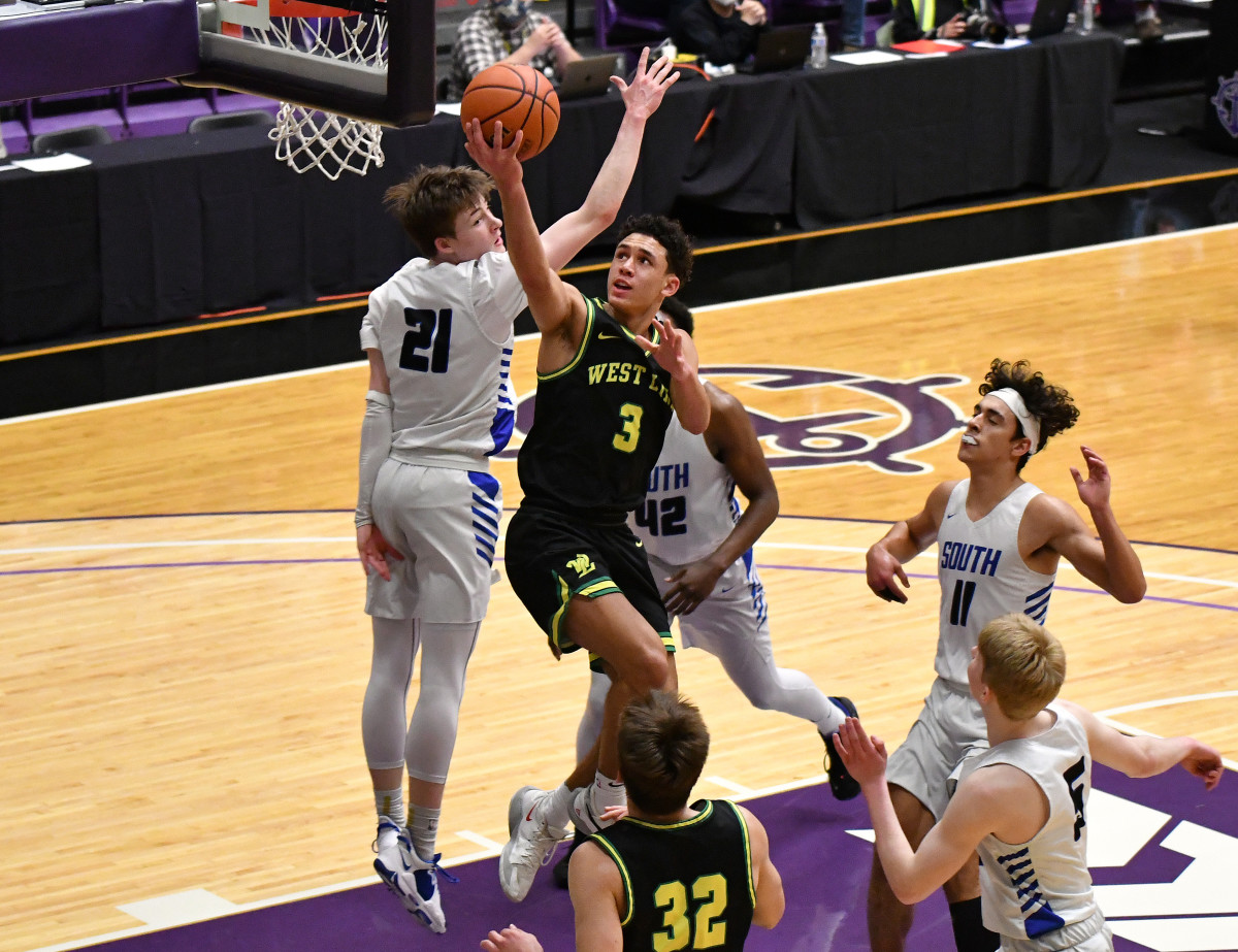 West Linn South Medford boys basketball Taylor Balkom 32